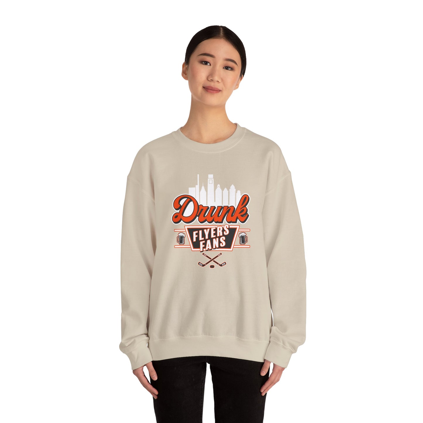 ORANGE Drunk Flyers Fans Crewneck Sweatshirt - Unisex Heavy Blend