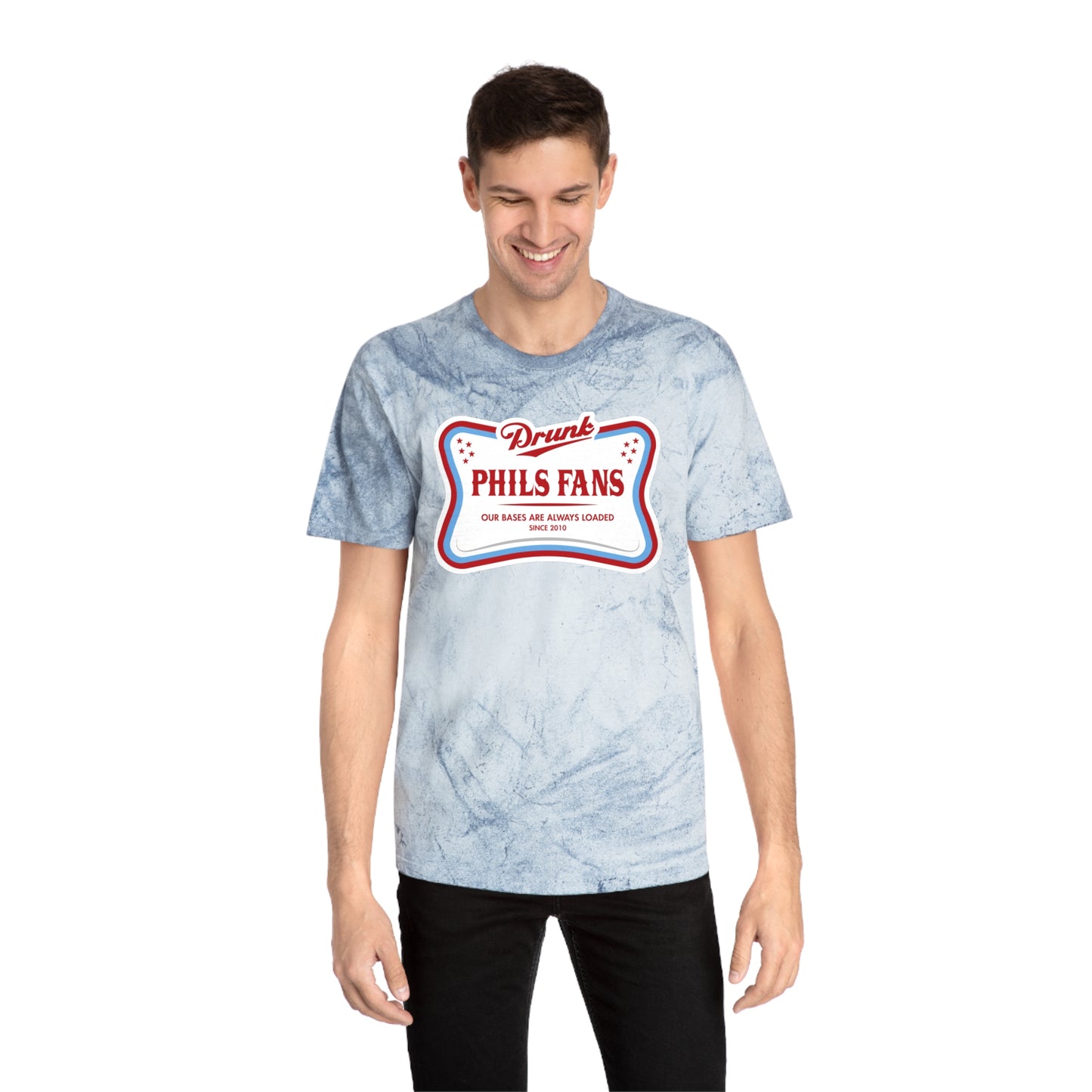 Drunk Phillies Fans Color Blast T-Shirt, Graphic Tee for Sports Lovers, Fun Gift for Baseball Enthusiasts, Casual Wear, Team Spirit Apparel