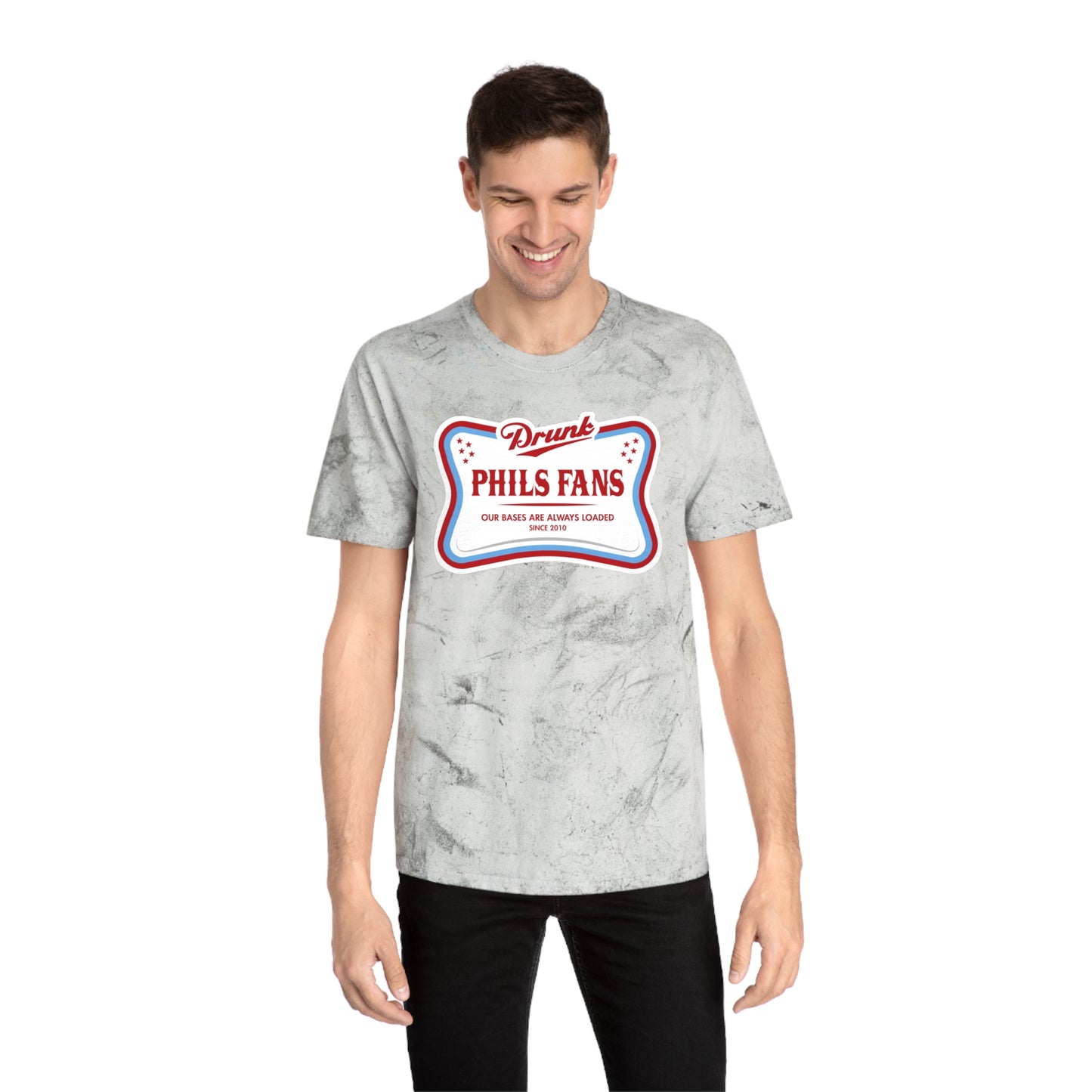 Drunk Phillies Fans Color Blast T-Shirt, Graphic Tee for Sports Lovers, Fun Gift for Baseball Enthusiasts, Casual Wear, Team Spirit Apparel