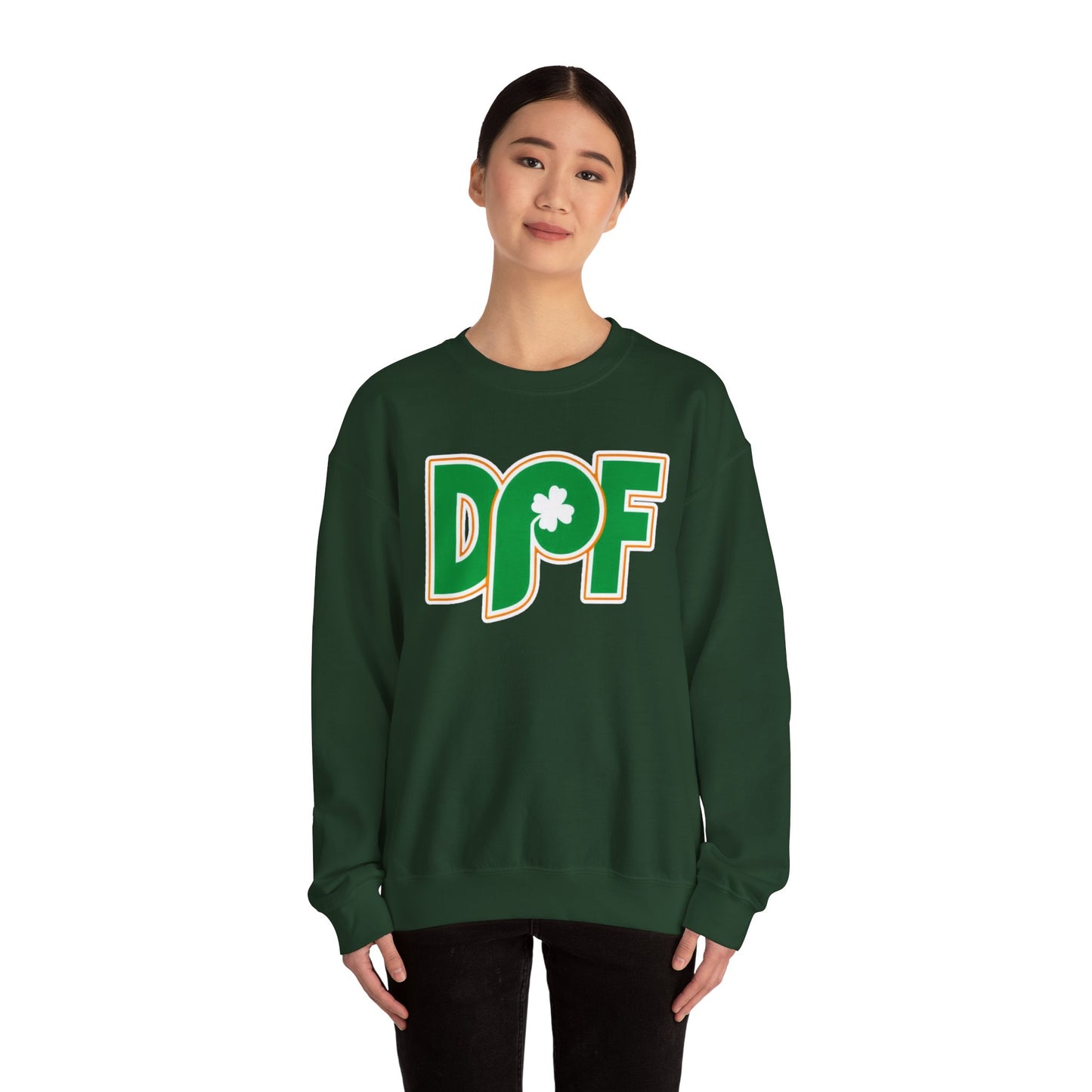DPF Shamrock Crewneck Sweatshirt — St. Patrick’s Day Green Logo Pullover