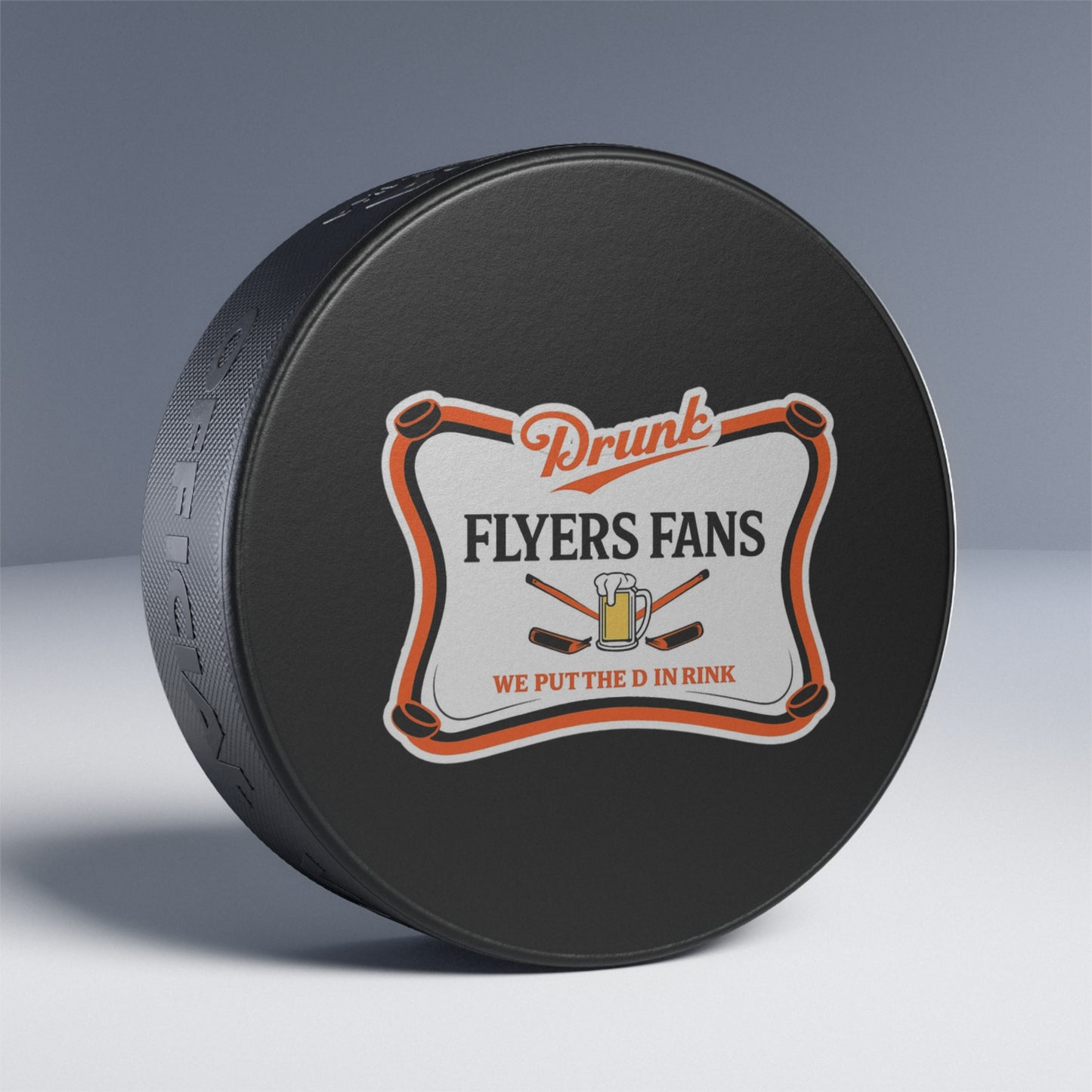 Hockey Puck — "Drunk Flyers Fans" Beer Logo Puck