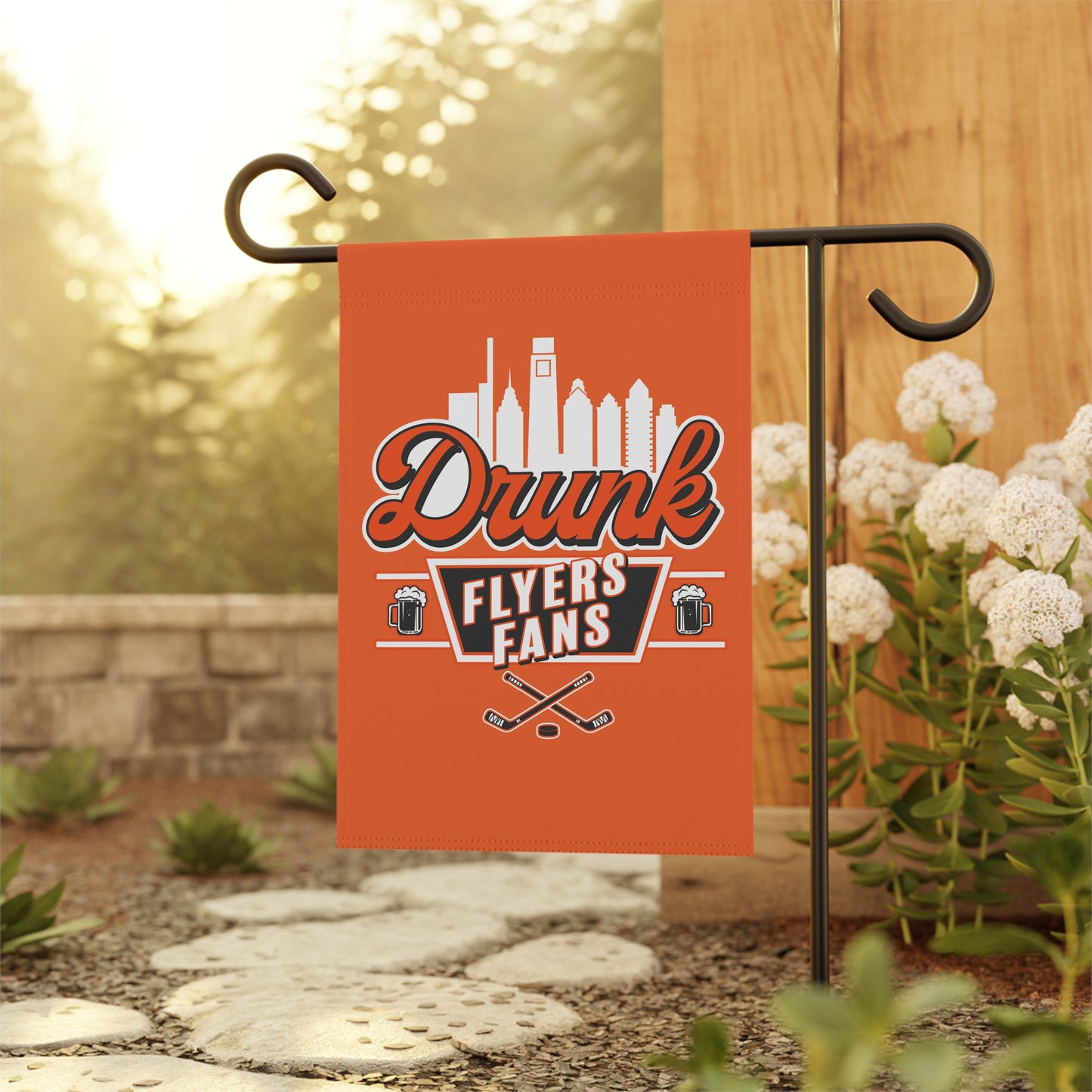 Orange Drunk Flyers Fans Garden Banner