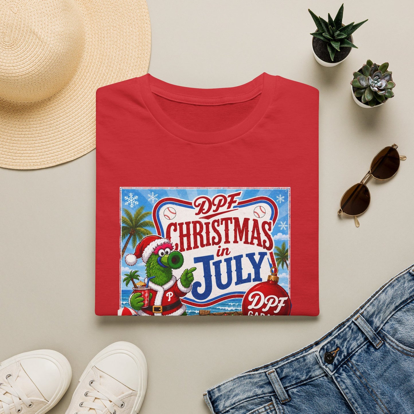 DPF Christmas in July T-Shirt — Retro Tropical Holiday Tee