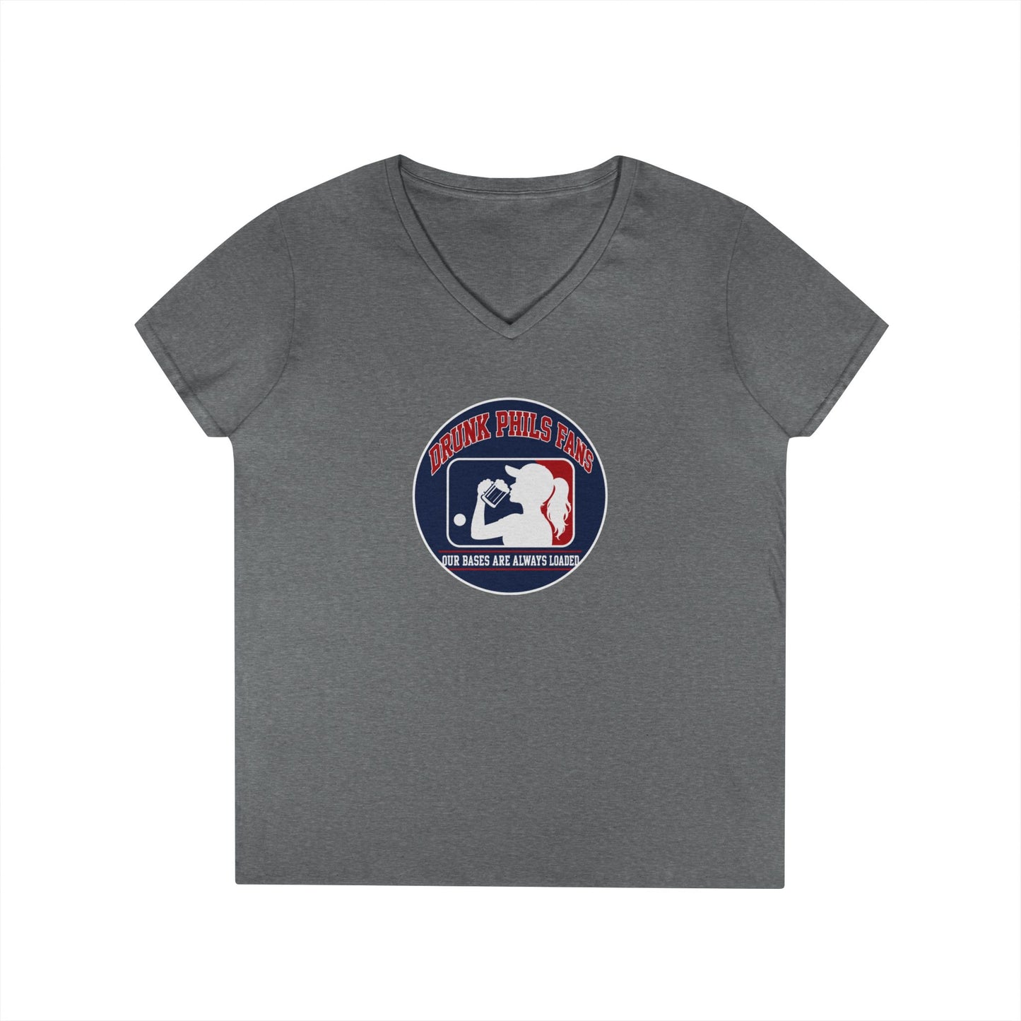 Ladies' V-Neck T-Shirt — Vintage DPF Baseball Logo Graphic Tee