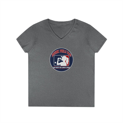 Ladies' V-Neck T-Shirt — Vintage DPF Baseball Logo Graphic Tee