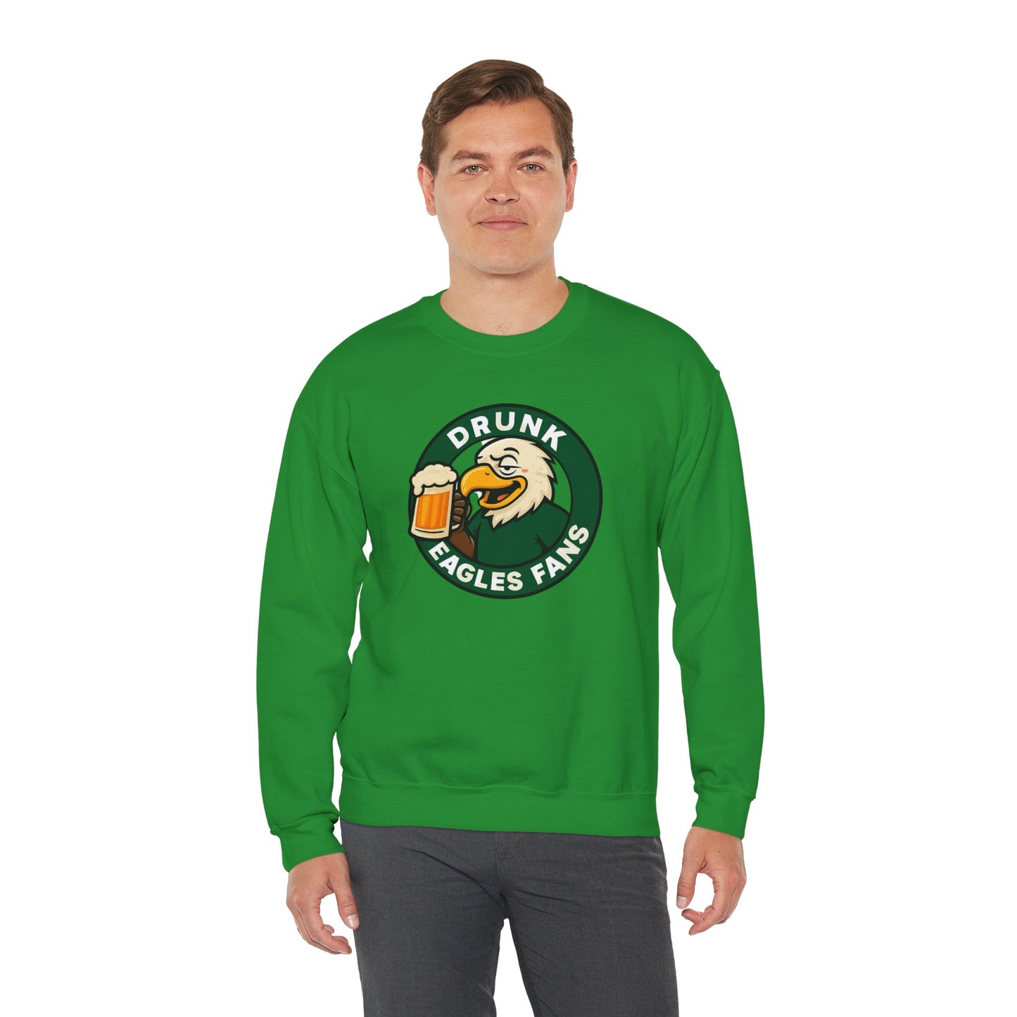 Eagles 'Drunk' Mascot Crewneck Sweatshirt — Funny Beer Fan Pullover