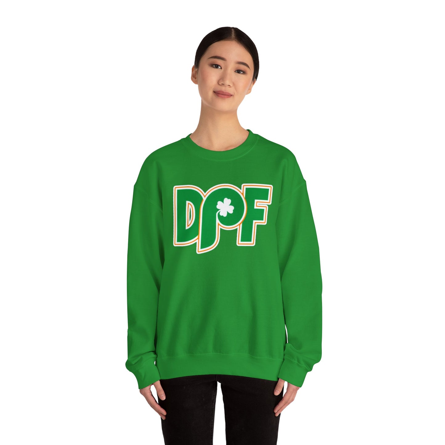 DPF Shamrock Crewneck Sweatshirt — St. Patrick’s Day Green Logo Pullover