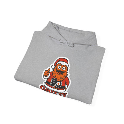 DFF Gritty Claus Hoodie — Funny Philadelphia Mascot Santa Holiday Sweatshirt