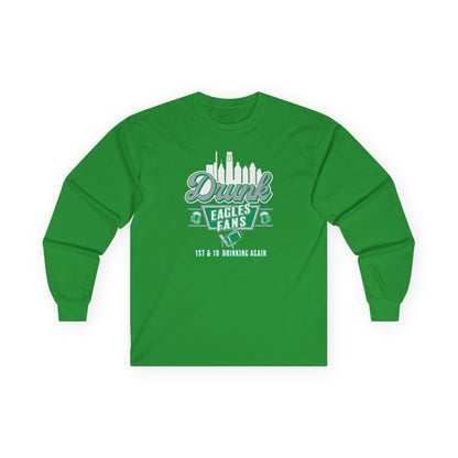 Drunk Eagles Fans Long Sleeve Tee – Retro City Skyline Football Shirt