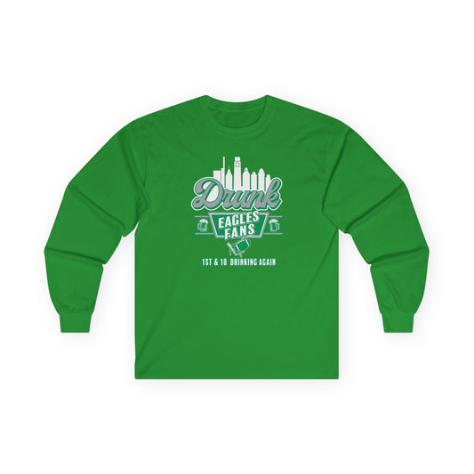Drunk Eagles Fans Long Sleeve Tee – Retro City Skyline Football Shirt