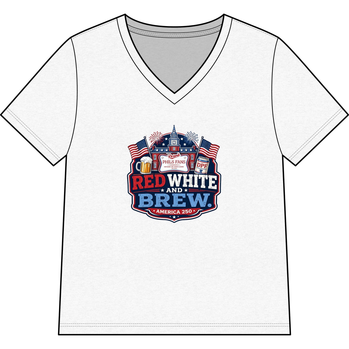 Women's Red White and Brew V-Neck Tee