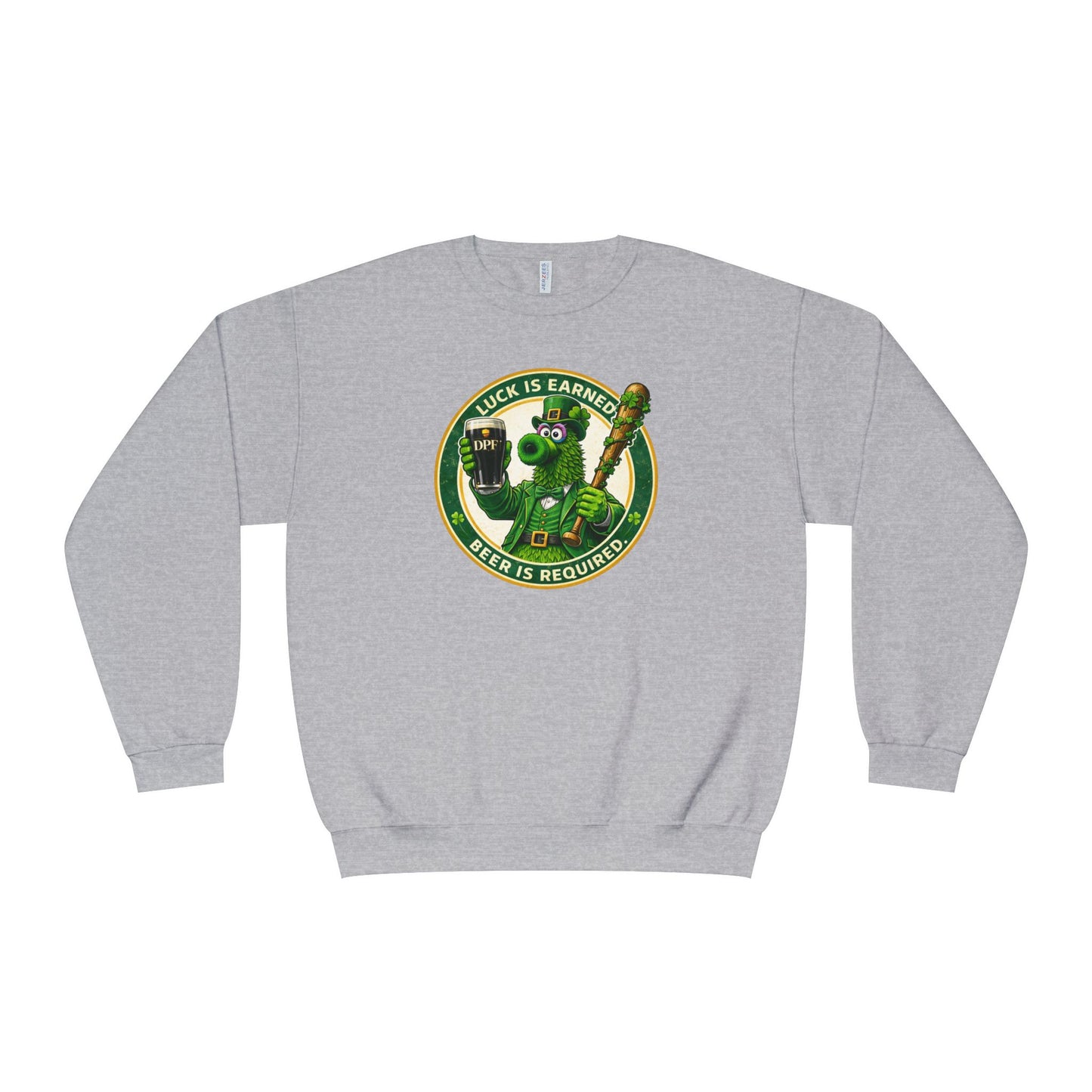 DPF St. Patrick's Day Crewneck Sweatshirt — 'Luck Is Earned, Beer Is Required'St. Patrick’s Day Graphic