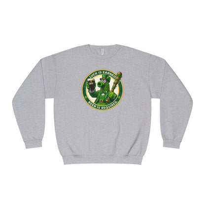 DPF St. Patrick's Day Crewneck Sweatshirt — 'Luck Is Earned, Beer Is Required'St. Patrick’s Day Graphic
