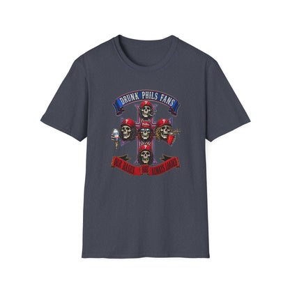 Drunk Phils Fans Skull Band T-Shirt — Retro Baseball Fan Tee