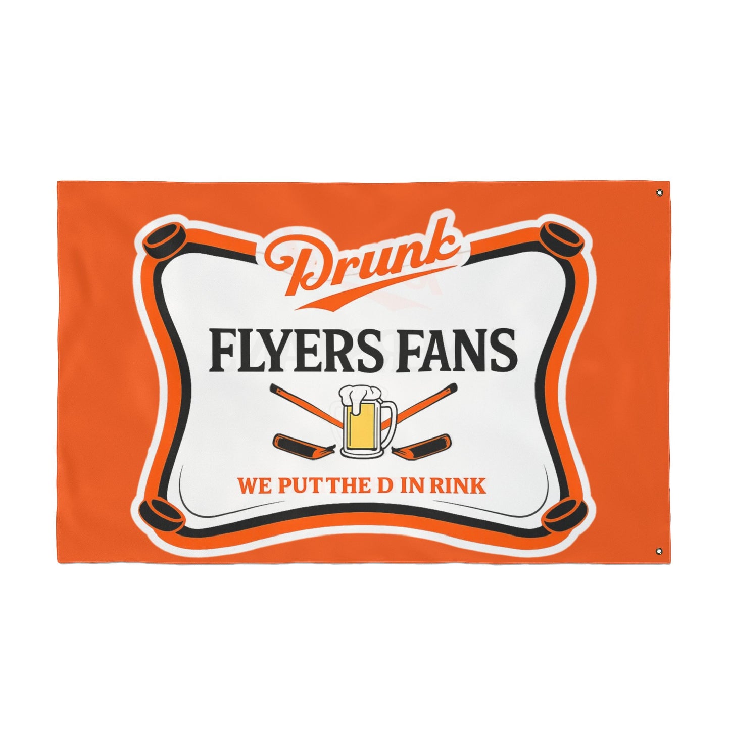 Orange Drunk Flyers Fans Double Sided Flag