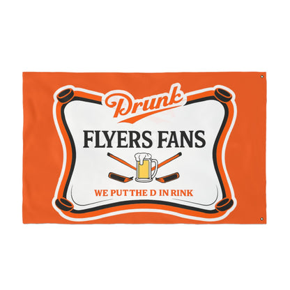 Orange Drunk Flyers Fans Double Sided Flag