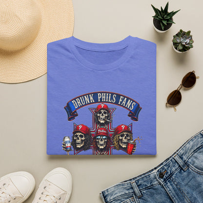 Drunk Phils Fans Skull Band T-Shirt — Retro Baseball Fan Tee