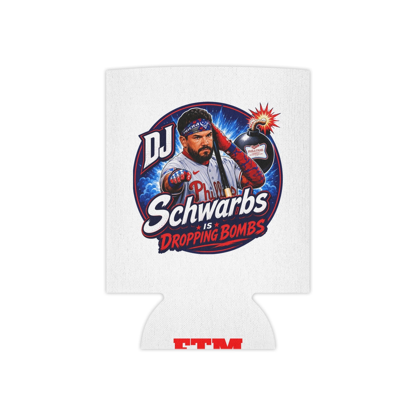 DJ Schwarbs 'Dropping Bombs' Baseball Fan Koozie FTM on bottom!