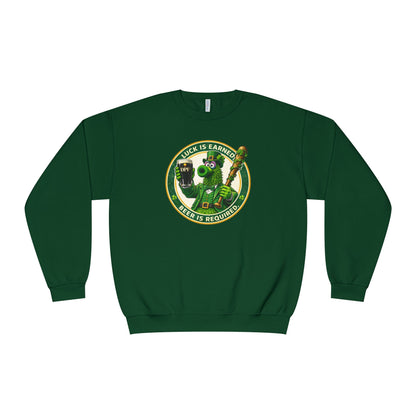 DPF St. Patrick's Day Crewneck Sweatshirt — 'Luck Is Earned, Beer Is Required'St. Patrick’s Day Graphic