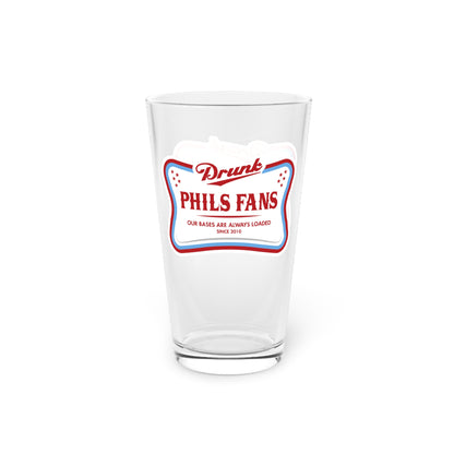 Pint Glass — "Drunk Phils Fans" Novelty 16oz Beer Glass