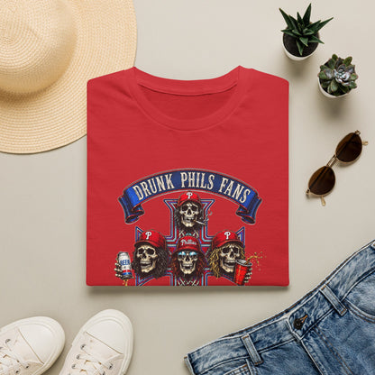 Drunk Phils Fans Skull Band T-Shirt — Retro Baseball Fan Tee