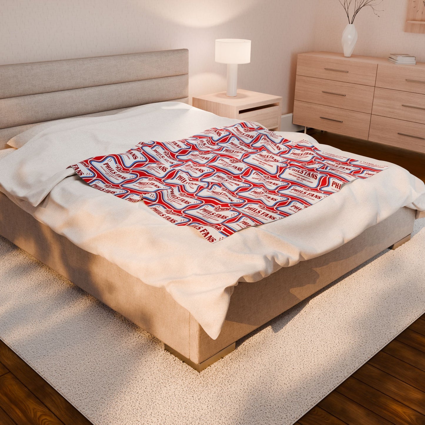 Drunk Phils Fans Velveteen Plush Blanket — Red & Blue Sports Fan Throw
