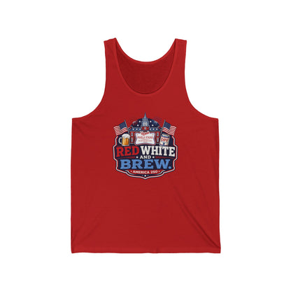 DPF Womens - Patriotic "Red White and Brew" Tank Top – 4th of July Beer Festival Shirt
