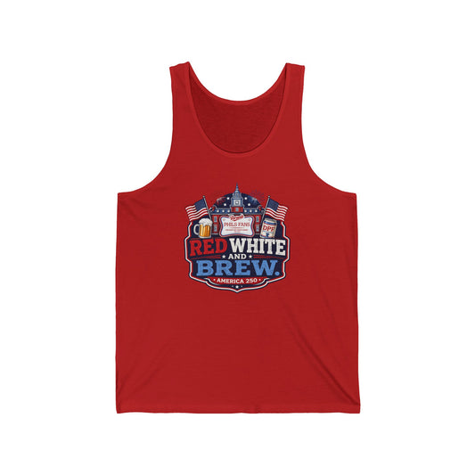 DPF Womens - Patriotic "Red White and Brew" Tank Top – 4th of July Beer Festival Shirt