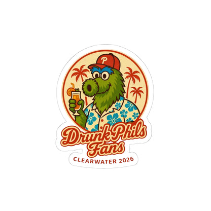 Kiss-Cut Sticker — "Drunk Phils Fans" Clearwater 2026 Mascot Sticker