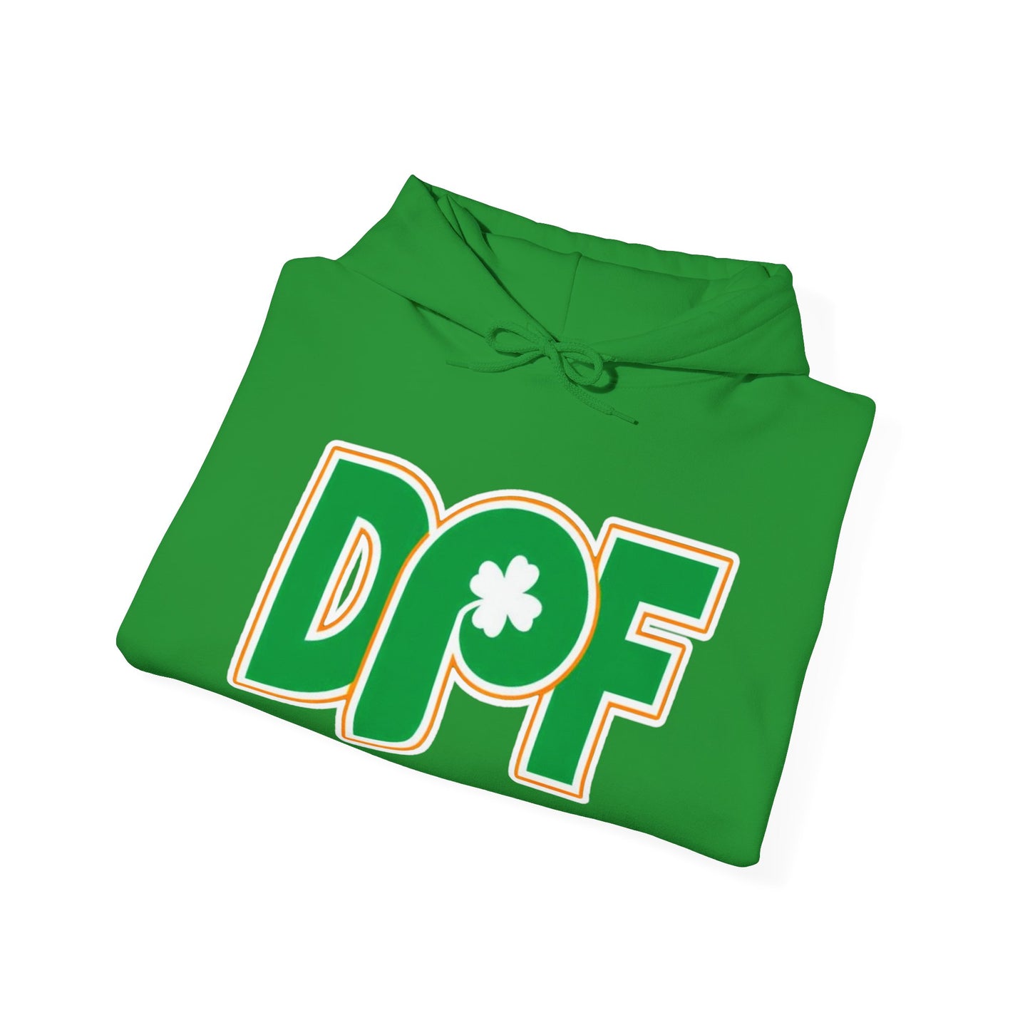 DPF Shamrock Hoodie — St. Patrick’s Day Green Logo Sweatshirt
