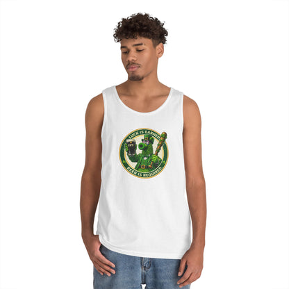 DPF Tank Top — "Luck Is Earned, Beer Is Required" St. Patrick's Day Beer & Shamrock Graphic Tank