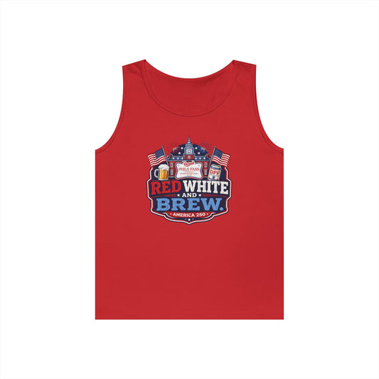 Red White and Brew Tank Top Unisex — Patriotic 4th of July Beer Graphic