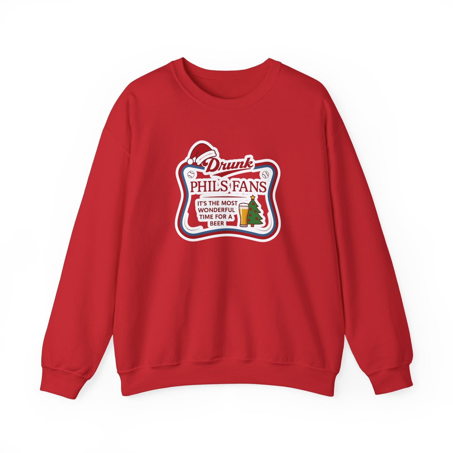 Drunk Phillies Fans Holiday Sweatshirt — Funny Baseball Beer Christmas Crewneck