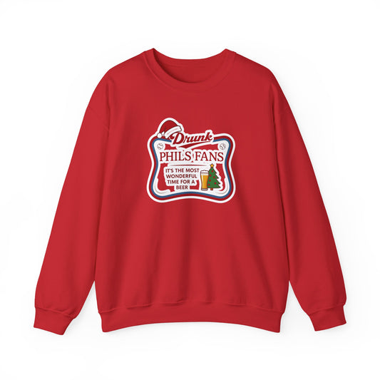Drunk Phillies Fans Holiday Sweatshirt — Funny Baseball Beer Christmas Crewneck