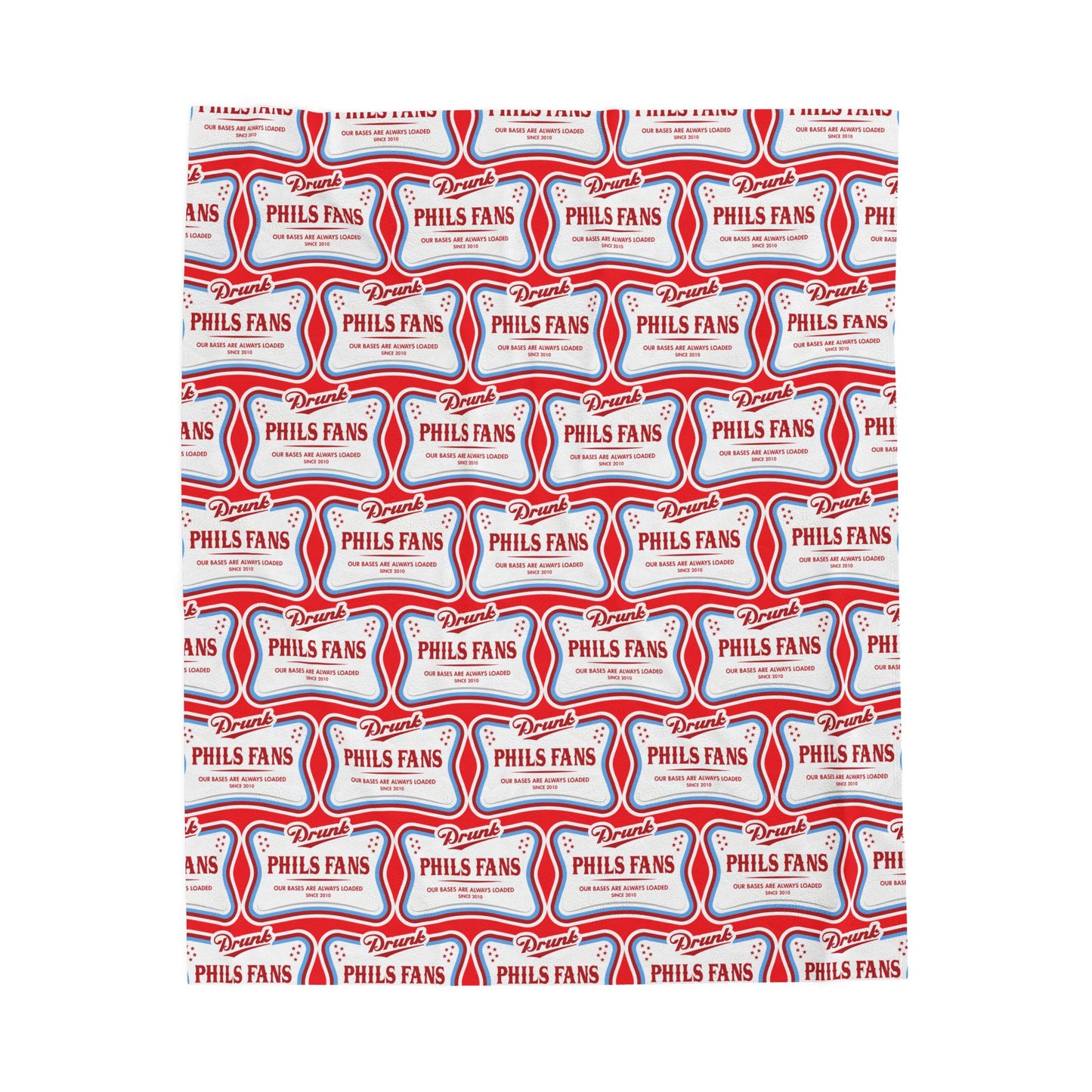 Drunk Phils Fans Velveteen Plush Blanket — Red & Blue Sports Fan Throw