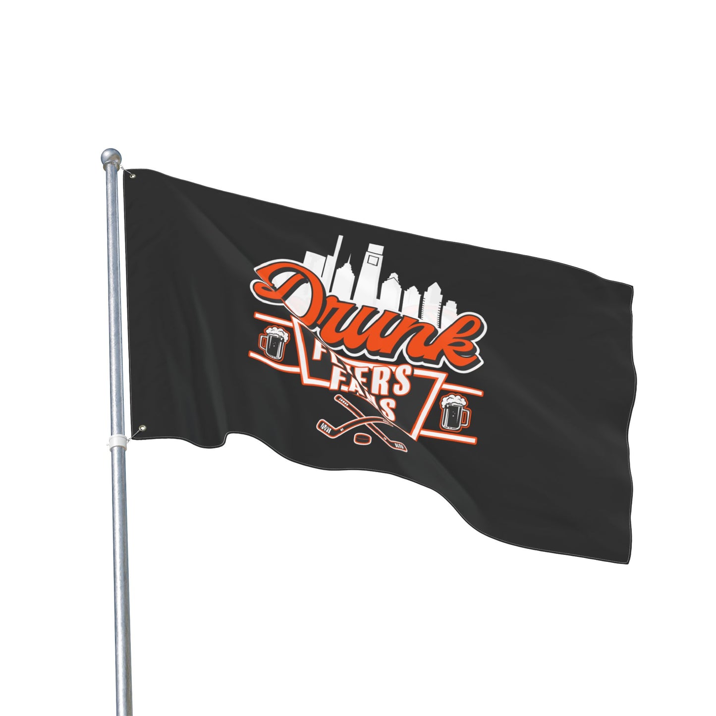 Black Drunk Flyers Fans Double Sided Flag