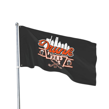 Black Drunk Flyers Fans Double Sided Flag
