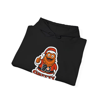 DFF Gritty Claus Hoodie — Funny Philadelphia Mascot Santa Holiday Sweatshirt