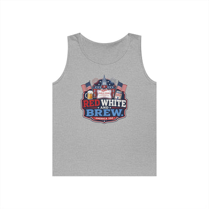 Red White and Brew Tank Top Unisex — Patriotic 4th of July Beer Graphic