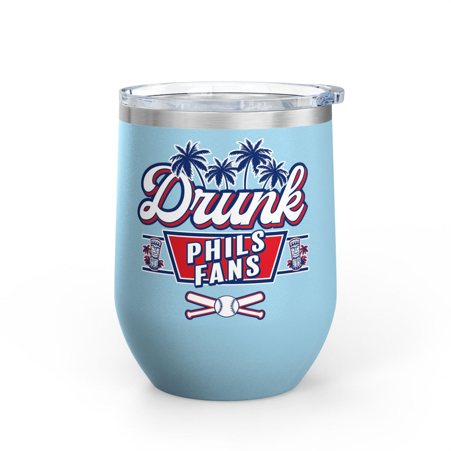 Drunk Phils Fans Wine Tumbler - 12oz Insulated Cup for Baseball Lovers, Perfect for Celebrations & Tailgating