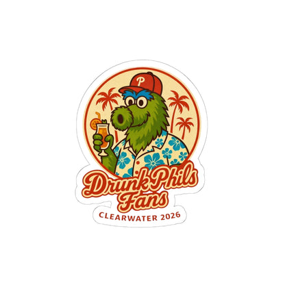 Kiss-Cut Sticker — "Drunk Phils Fans" Clearwater 2026 Mascot Sticker