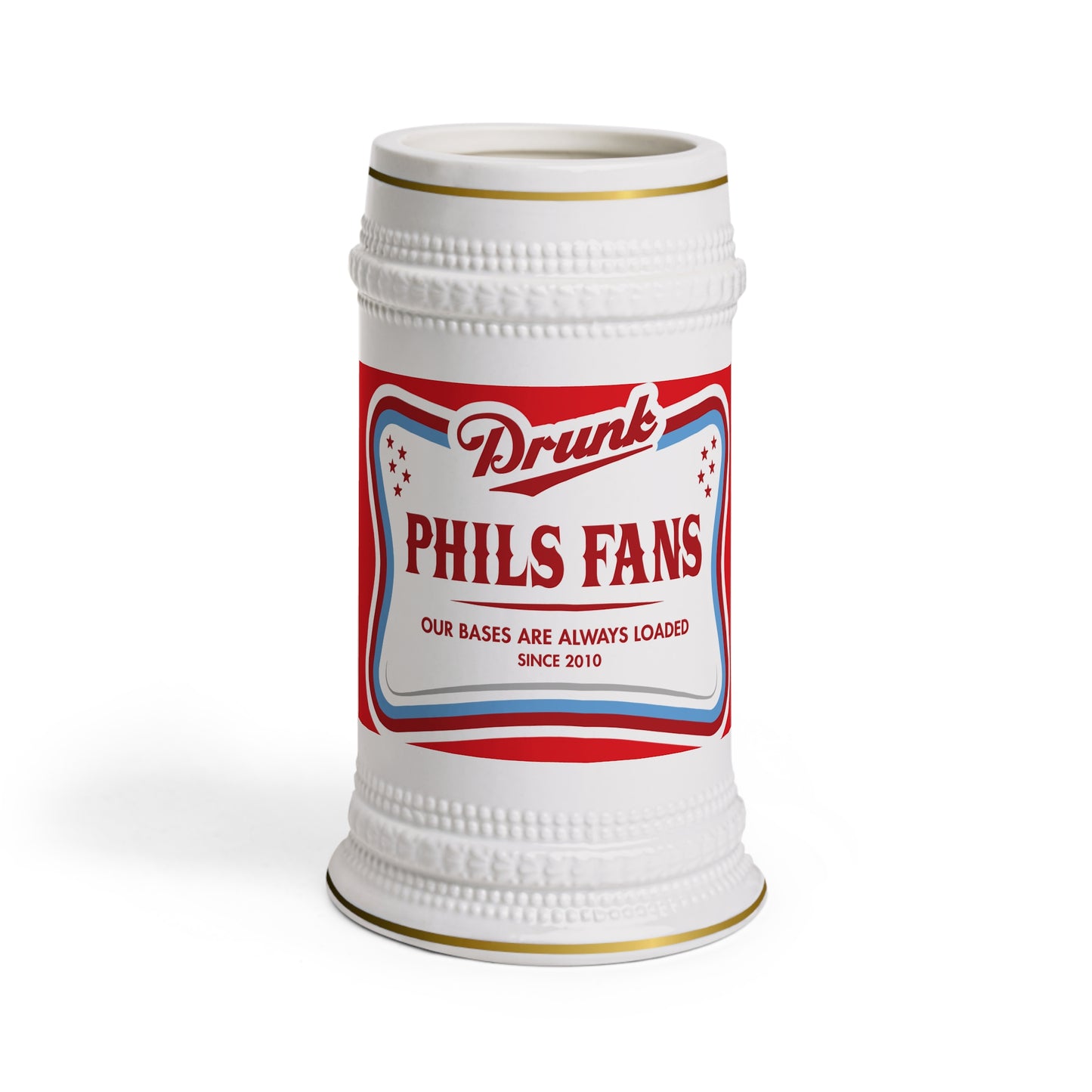 DPF Beer Stein Mug — “Drunk Phils Fans” Novelty Baseball Fan Beer Stein