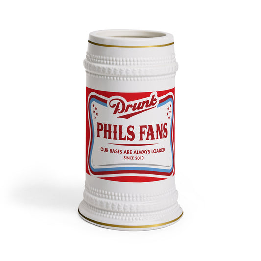 DPF Beer Stein Mug — “Drunk Phils Fans” Novelty Baseball Fan Beer Stein