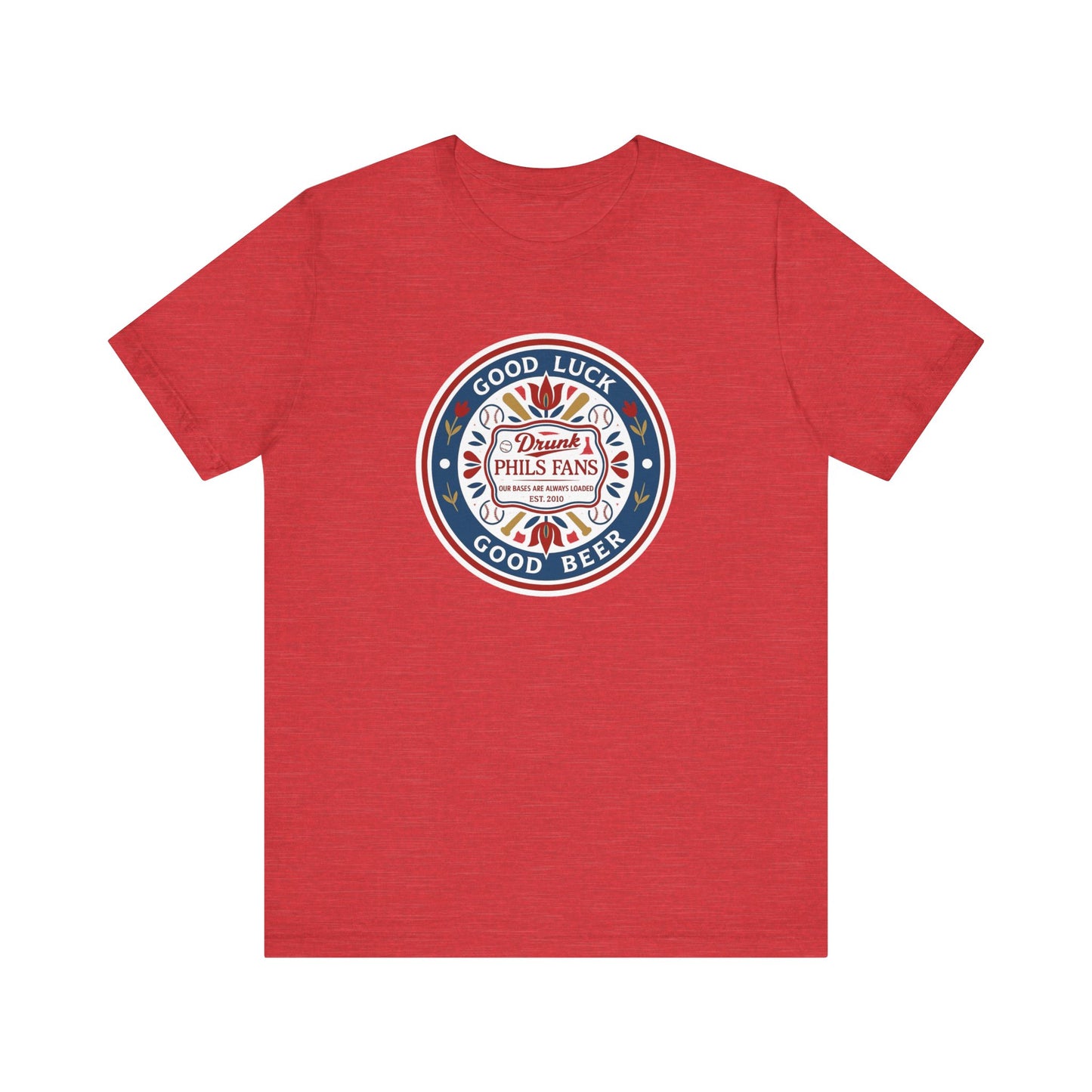 DPF Hex T-Shirt — "Good Luck, Good Beer" Retro Badge Tee