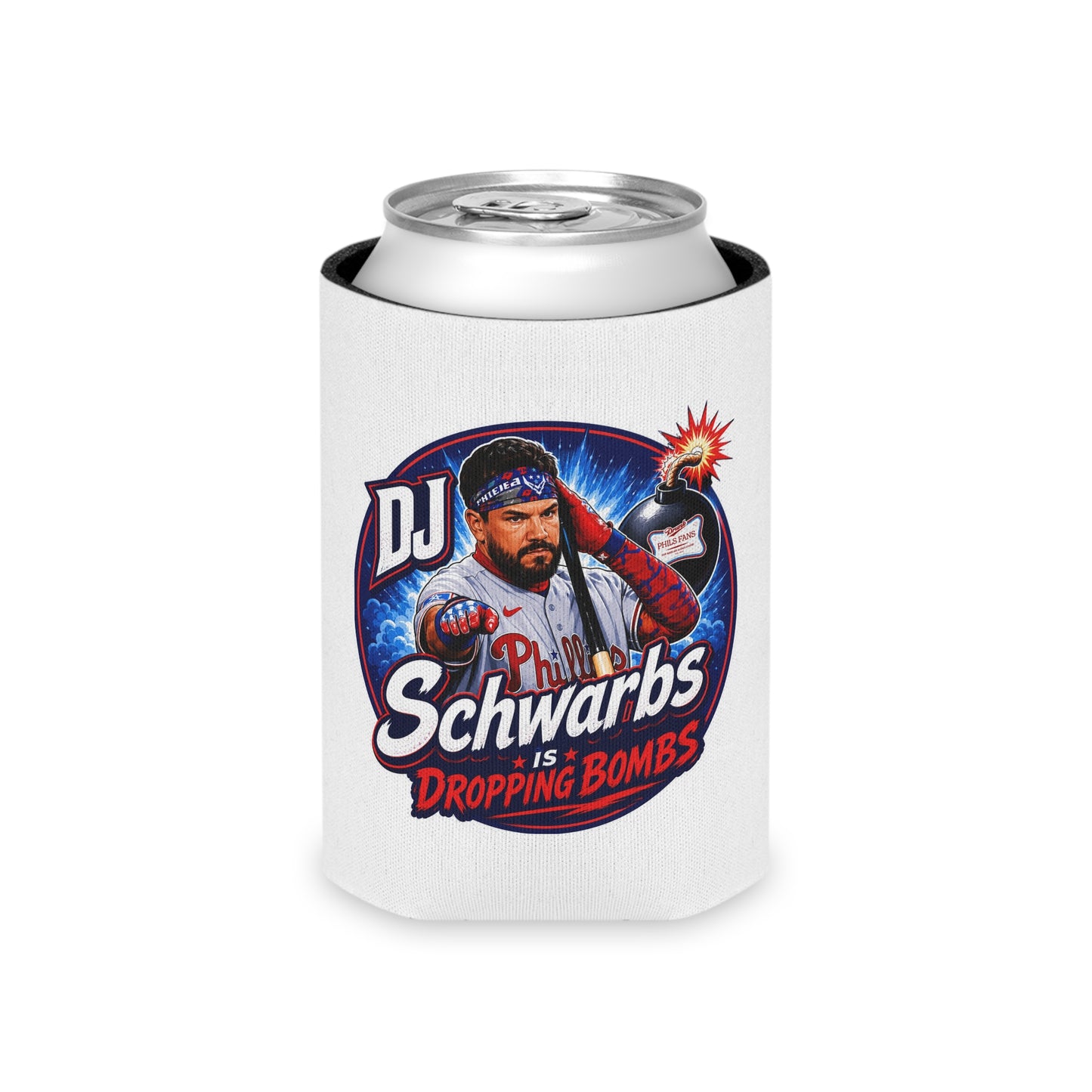 DJ Schwarbs 'Dropping Bombs' Baseball Fan Koozie FTM on bottom!