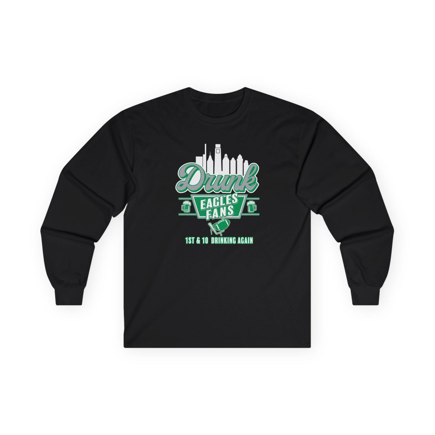Drunk Eagles Fans Long Sleeve Tee – Retro City Skyline Football Shirt