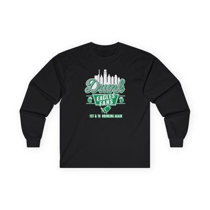 Drunk Eagles Fans Long Sleeve Tee – Retro City Skyline Football Shirt