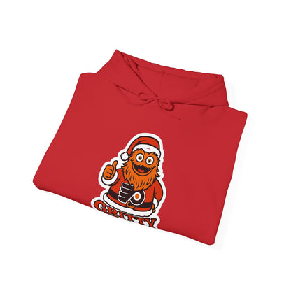 DFF Gritty Claus Hoodie — Funny Philadelphia Mascot Santa Holiday Sweatshirt
