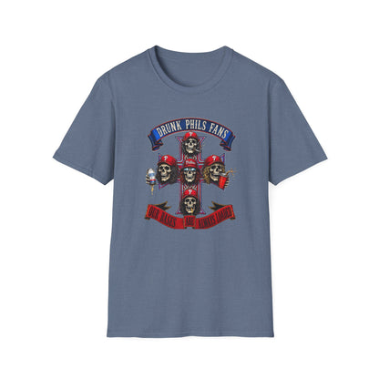Drunk Phils Fans Skull Band T-Shirt — Retro Baseball Fan Tee