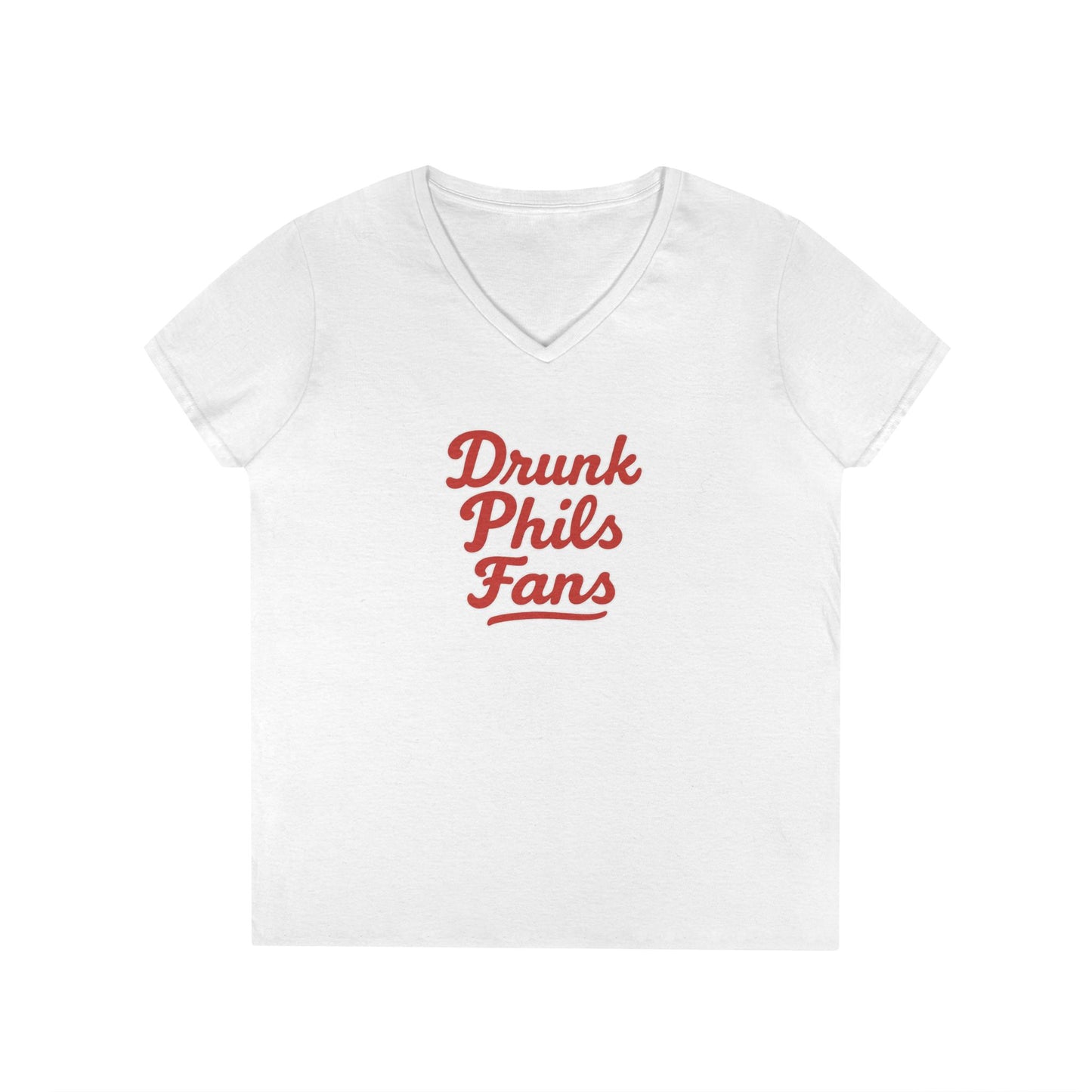 DPF Ladies' V-Neck T-Shirt - Drunk Phils Fans, Cute Casual Tee, Gift for Sports Lovers, Fan Apparel, Summer Shirt